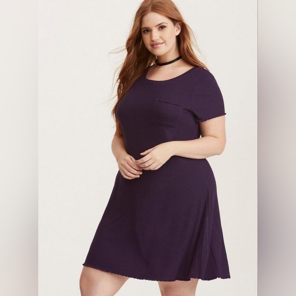 Torrid Purple And Black Ribbed Knit Skater Dress Size 12